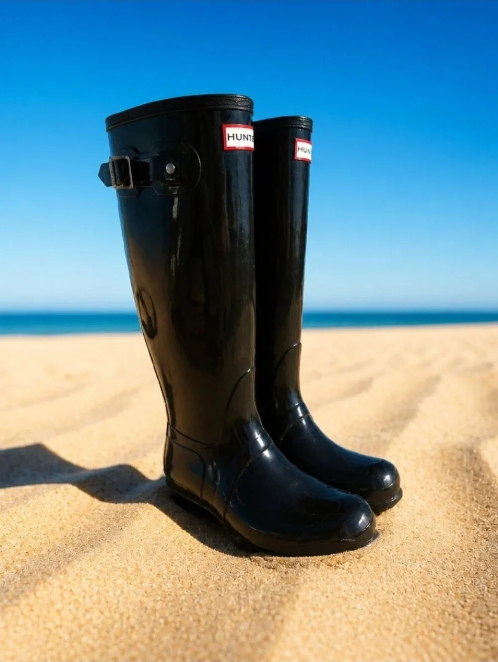 Women’s Hunter Original Tall Gloss Women's Rain Boots Sz 6 Black Retail $199